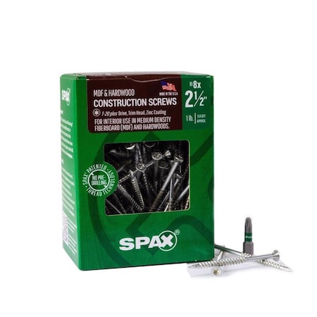 Spax SPAX MDF No. 8 in. X 2-1/2 in. L T-20+ Trim Head Serrated Construction Screws 4351010400604